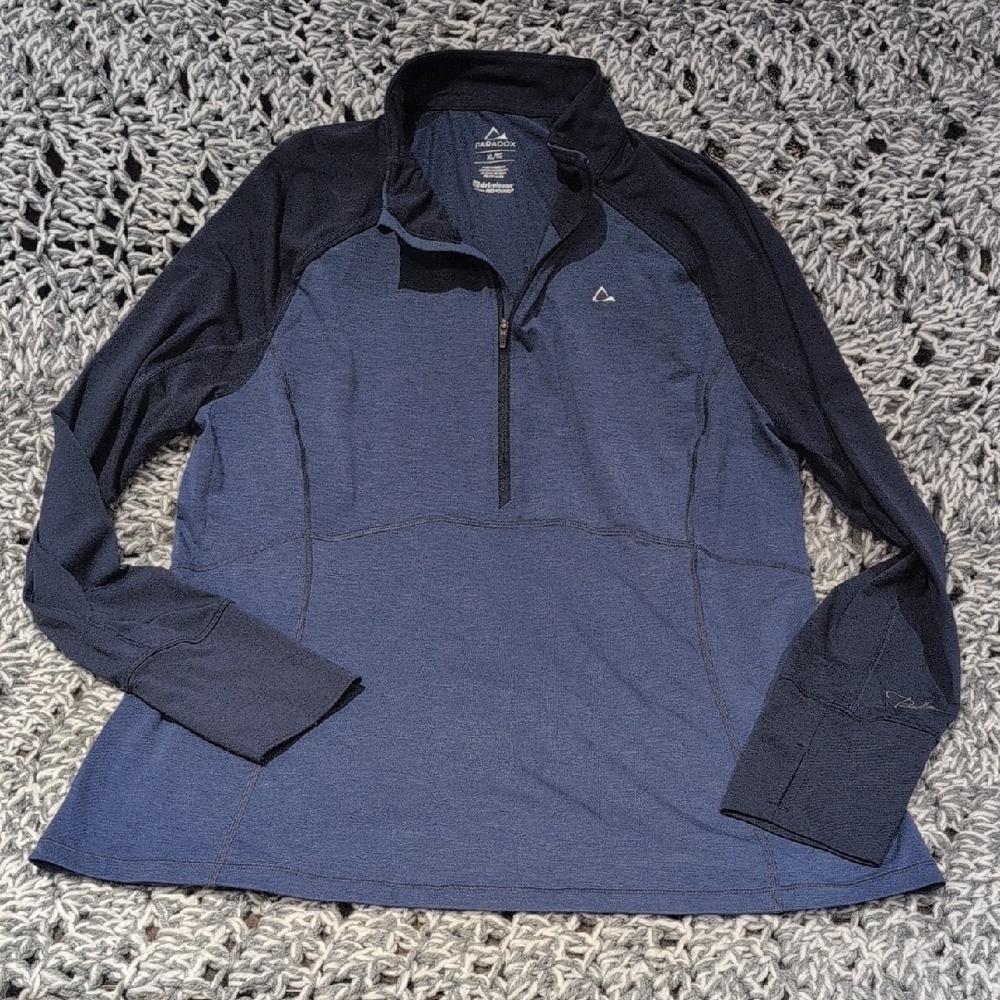 ✨ Paradox XL Midnight Slate Performance Half‑Zip • Thumb Holes • Athleisure